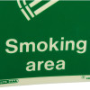 Closeup of designated smoking area sign rigid pvc 200x150mm showing green background and white text