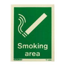 Front view of designated smoking area vinyl sign with a smoking symbol and text reading Smoking area