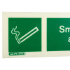 Close-up of the smoking symbol on the designated smoking area sign rigid pvc 80x200mm showing a lit cigarette icon
