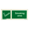 Front view of designated smoking area sign rigid pvc 80x200mm showing smoking symbol and text on a green background