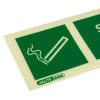 Closeup image of Js4363Mv Jalite Photoluminescent Designated Smoking Area Sign showing green square with cigarette icon