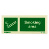 Image of Js4363Mv Jalite Photoluminescent Designated Smoking Area Sign Front showing a lit cigarette icon and smoking area text on a green background