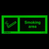Glowing Js4363Mv Jalite Photoluminescent Designated Smoking Area Sign showing smoking symbol and text smoking area