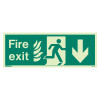 Js437Htmk Nhs Fire Exit Sign Arrow Down Size K Front
