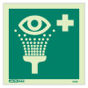emergency eye wash sign no text showing a green square with an eye symbol above a shower and a medical cross on the right