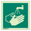 hand wash facility sign no text showing a graphic of hands under running water from a tap front view
