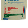 Bottom section of a fire action sign showing safety instructions in red and an empty assembly point label in green