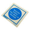 Vinyl Js5480A Security Notice This Door Is Alarmed Sign showing blue circle with white text on white background angled view