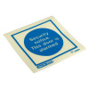 Js5480A Security Notice This Door Is Alarmed vinyl sign shown angled with blue text on a cream background