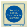 Image of Js5480A Security Notice This Door Is Alarmed Vinyl Sign with blue text on white background