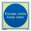 Js5485Er Jalite rigid plastic escape route keep clear mandatory sign showing blue circle with white text