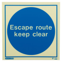 Js5485Er Jalite rigid plastic escape route keep clear mandatory sign showing blue circle with white text