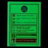 Glowing fire action sign with instructions for using a fire alarm and safety steps in an emergency