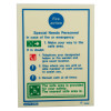 Front view of fire action sign showing instructions for special needs personnel in case of fire or emergency