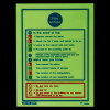 Glowing fire action sign with safety instructions and warnings in text and symbols on a yellow background