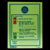 fire action sign glowing with fire safety instructions and emergency contact details in clear text