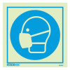 wear mask sign showing a stylised head wearing a face mask inside a blue circle on a square background