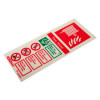Image showing a Js6365M Fire Hose Id Sign Portrait Angled with red and green safety symbols and text