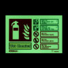 landscape glowing sign showing the types of fire a wet chemical extinguisher can be used on