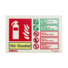 landscape sign showing the types of fire a wet chemical extinguisher can be used on 