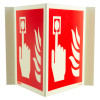 jalite panoramic fire alarm location no text sign showing front view with white hand and flames on red background