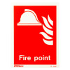 Red and white Js6459Dr Jalite Fire Point Sign Rp Front showing a fire helmet and flames with text fire point