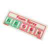 angled foam fire extinguisher self adhesive sticker showing safety instructions and usage warnings