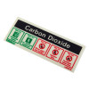 carbon dioxide fire extinguisher self adhesive sticker showing safe and not safe uses in green and red boxes at an angle