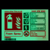 jalite foam extinguisher id sign illuminated showing safety instructions for foam spray use and warnings