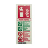 portrait sign showing the types of fire a foam extinguisher can be used on