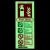 foam potrait id sign glow showing fire extinguisher symbol and safety instructions in the dark