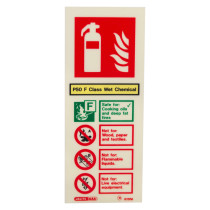 jalite wet chemical extinguisher id sign showing safety instructions and symbols on the front