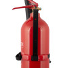 Back view of the 5kg CO2 extinguisher transport bracket attached to the cylinder with straps and metal fitting