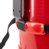 Closeup of the back of the universal extinguisher transport bracket showing the strap and attachment points