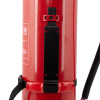Universal extinguisher transport showing the black metal bracket on the back of a red cylinder
