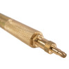 Close up angled view of extinguisher valve removal and recharge bar showing textured grip and metal fittings
