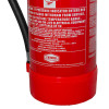 Close up of the bottom section of a jewel 6l water fire extinguisher showing safety instructions and branding