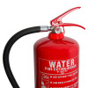 close up top view of jewel 6l water fire extinguisher showing red handle and pressure gauge