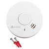White Ke10Y29 Kidde 10Y29 Optical Smoke Alarm shown with two red wall plugs and screws without backplate