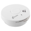 White angled Kidde 10yr battery optical smoke alarm with central button and vent holes visible