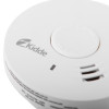 Closeup detail of the Kidde 10yr battery optical smoke alarm showing the test button and vents