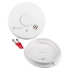 kidde 10yr battery optical smoke alarm showing the alarm unit base and two screws for installation