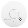 Front view of a Kidde 10yr battery optical smoke alarm showing test button and vents