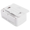 carbon monoxide alarm shown from the back with mounting plate attached and safety label visible