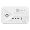 Front view of a carbon monoxide alarm showing buttons and indicator lights on a white rectangular device