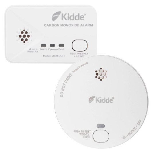 kidde 2030 dsr optical smoke alarm and 2030 dcr carbon monoxide detector shown with special offer label