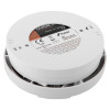 Back angled view of kidde battery optical smoke alarm showing battery compartment and warning label
