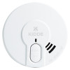 White circular Kedy29 Kidde Dy29 battery optical smoke alarm showing front panel with hush and test buttons and Kidde logo
