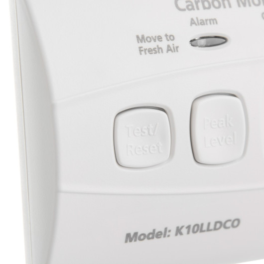 KEK10LLDCO - Kidde Digital 10 Year 10 Year Carbon Monoxide Alarm Closeup Button
