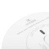 Closeup detail of the Kidde combination smoke carbon monoxide alarm showing part of the logo and text on its surface